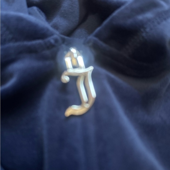 Juicy BIG BLING VELOUR HOODIE Shorts SET size L Velour Regal blue - Picture 7 of 10